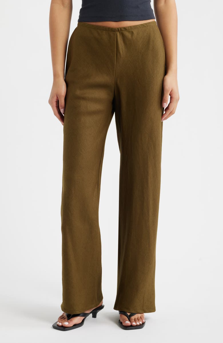Reformation Gale High Waist Linen Pants, Main, color, Dark Olive