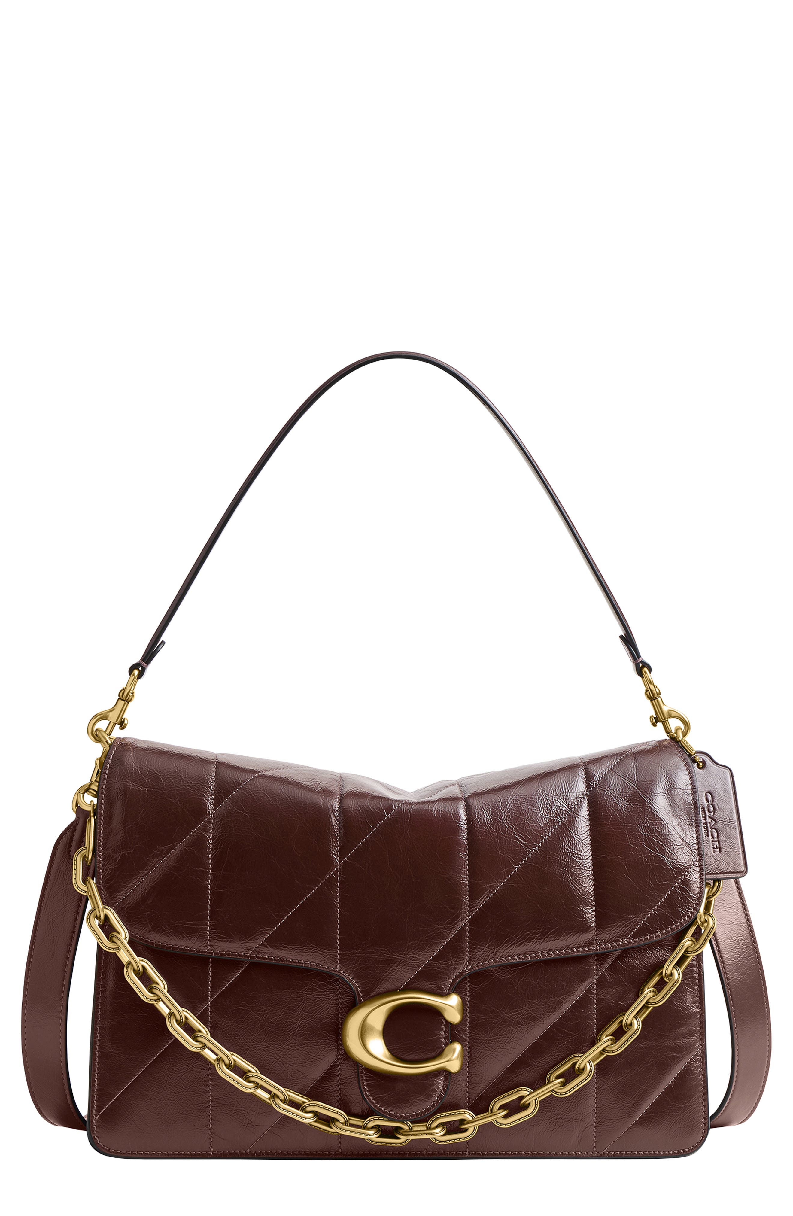 COACH Tabby 35 Quilted Glazed Leather Chain Shoulder Bag, Main, color, Maple