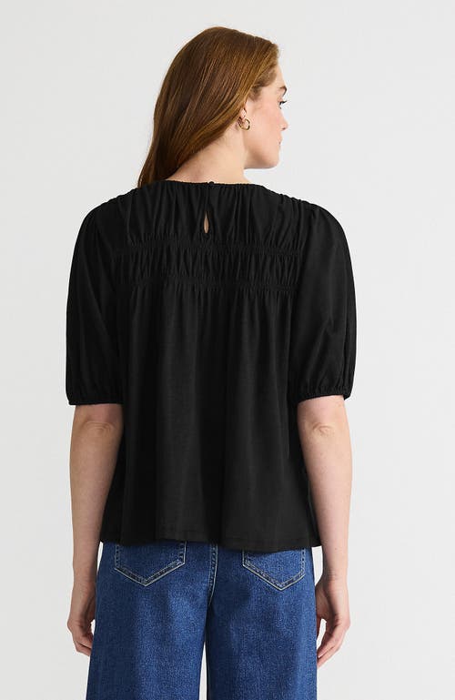 LANDS' END LANDS' END SMOCKED CREW PUFF SLEEVE TOP