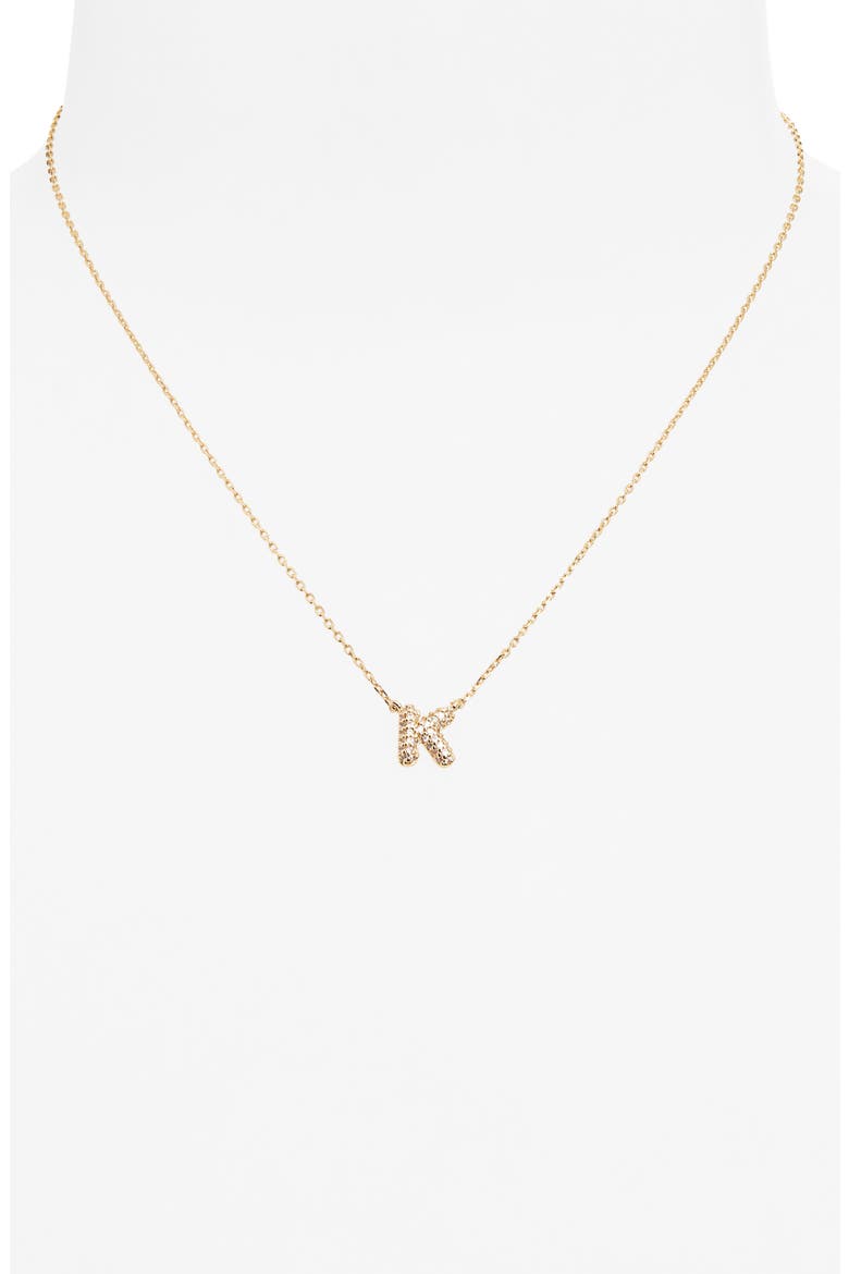 Pavé Crystal Initial Necklace, Alternate, color, K- 14K GOLD DIPPED