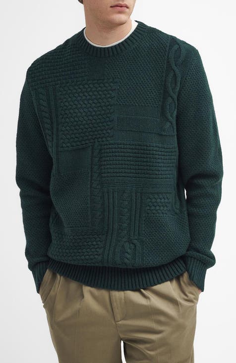 Barbour Wool Blend Crew Neck Cable Knit Green hotsell Sweater Men's Size Large EUC