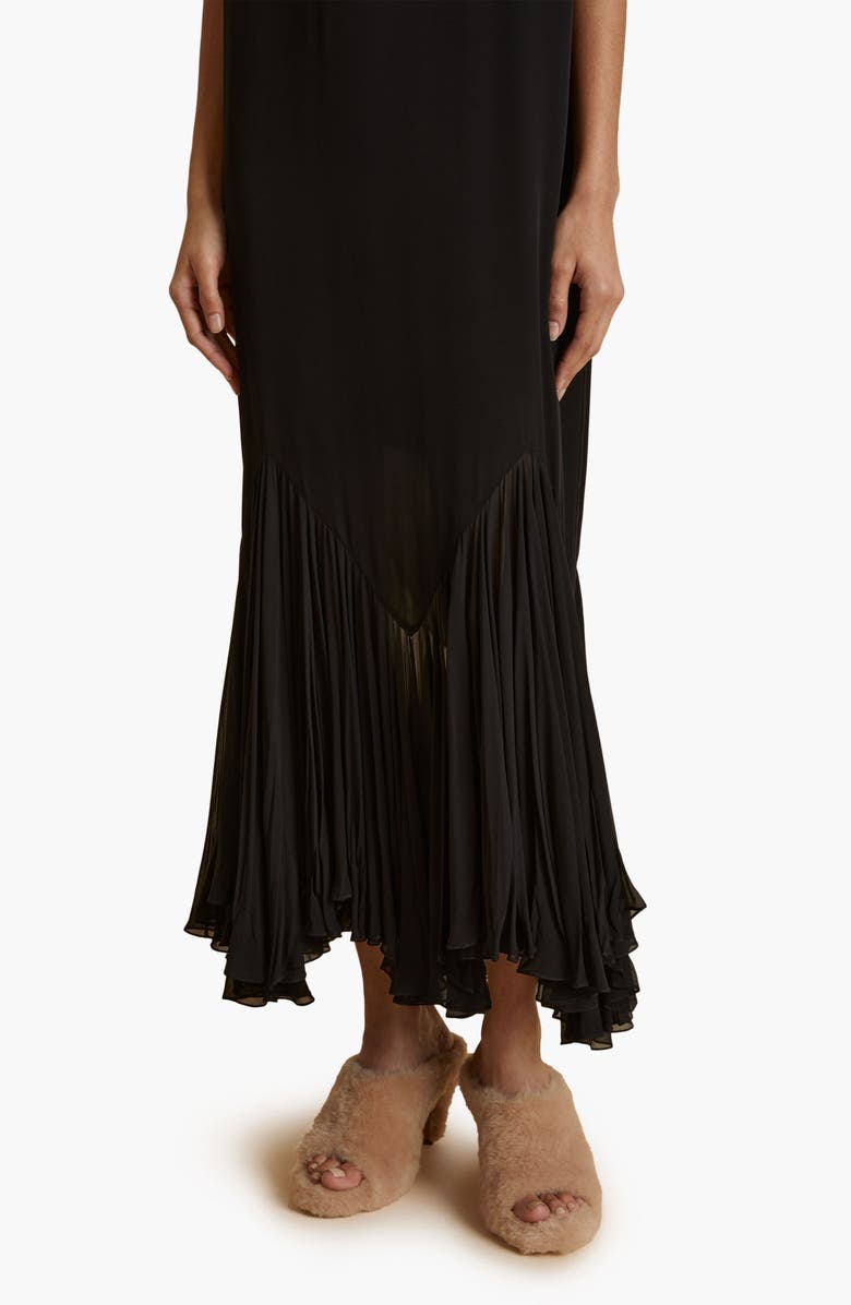 Khaite Hobbs Cap Sleeve Silk Georgette Dress, Alternate, color, 