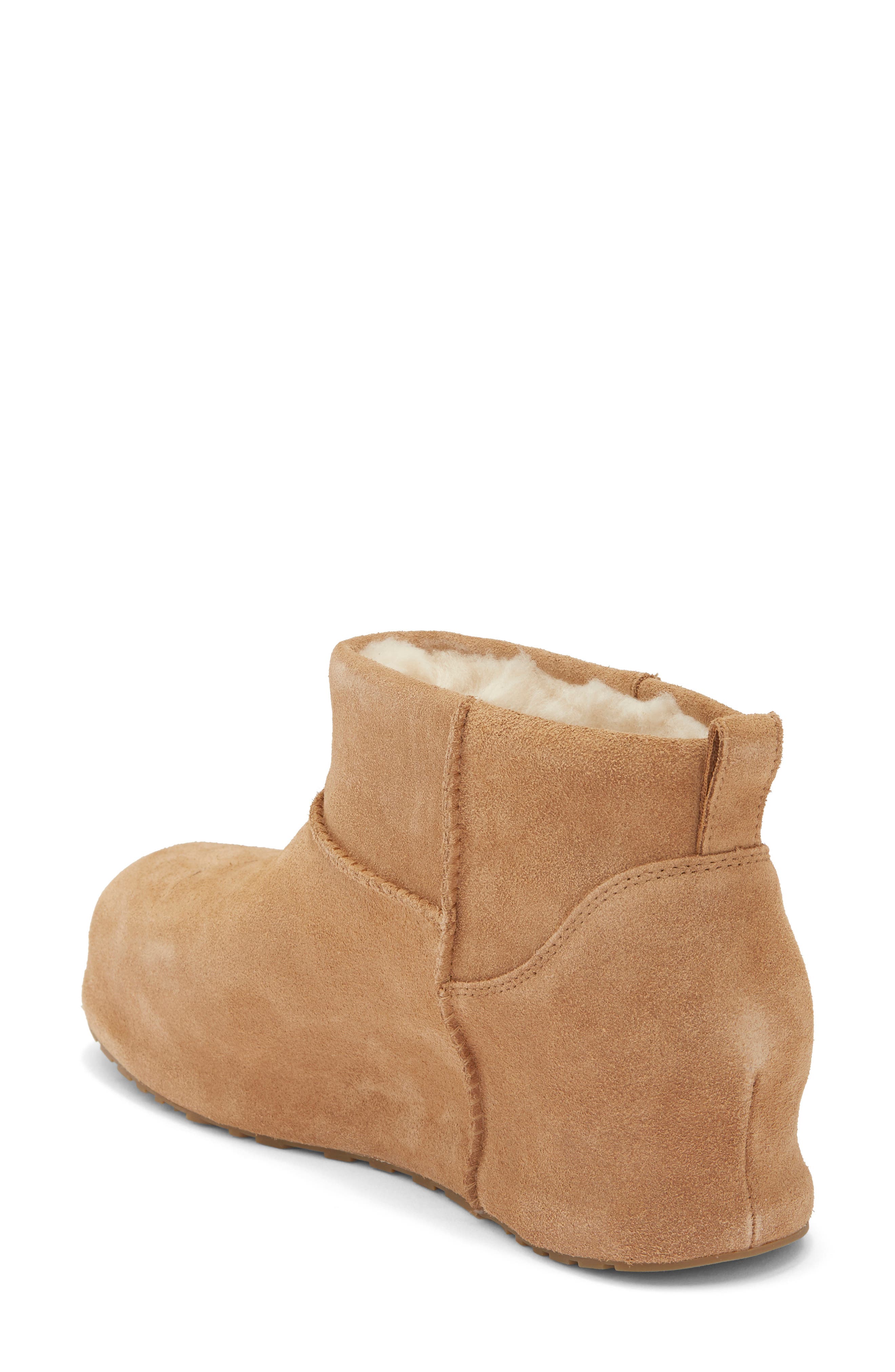 Classic Mini Enwrap Genuine Shearling Leather Boot, Alternate, color, CHESTNUT