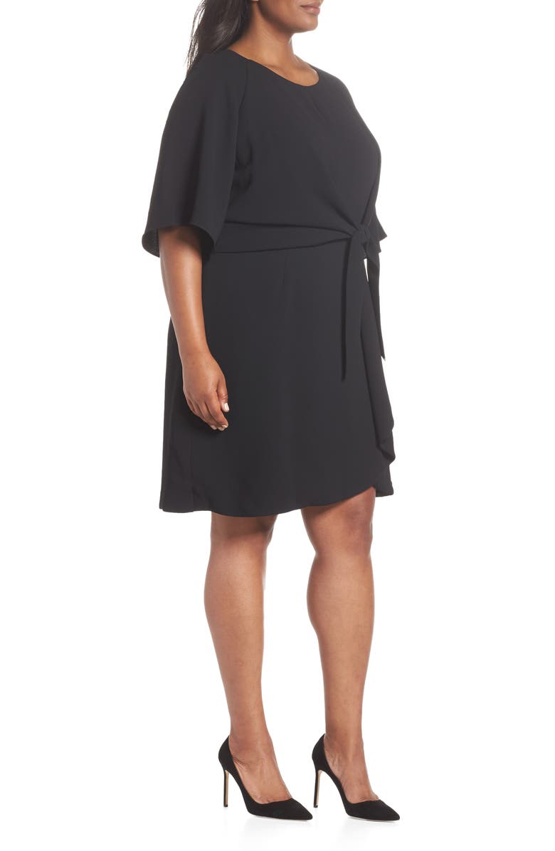 Tahari Tie Waist Crepe Dress, Alternate, color, 