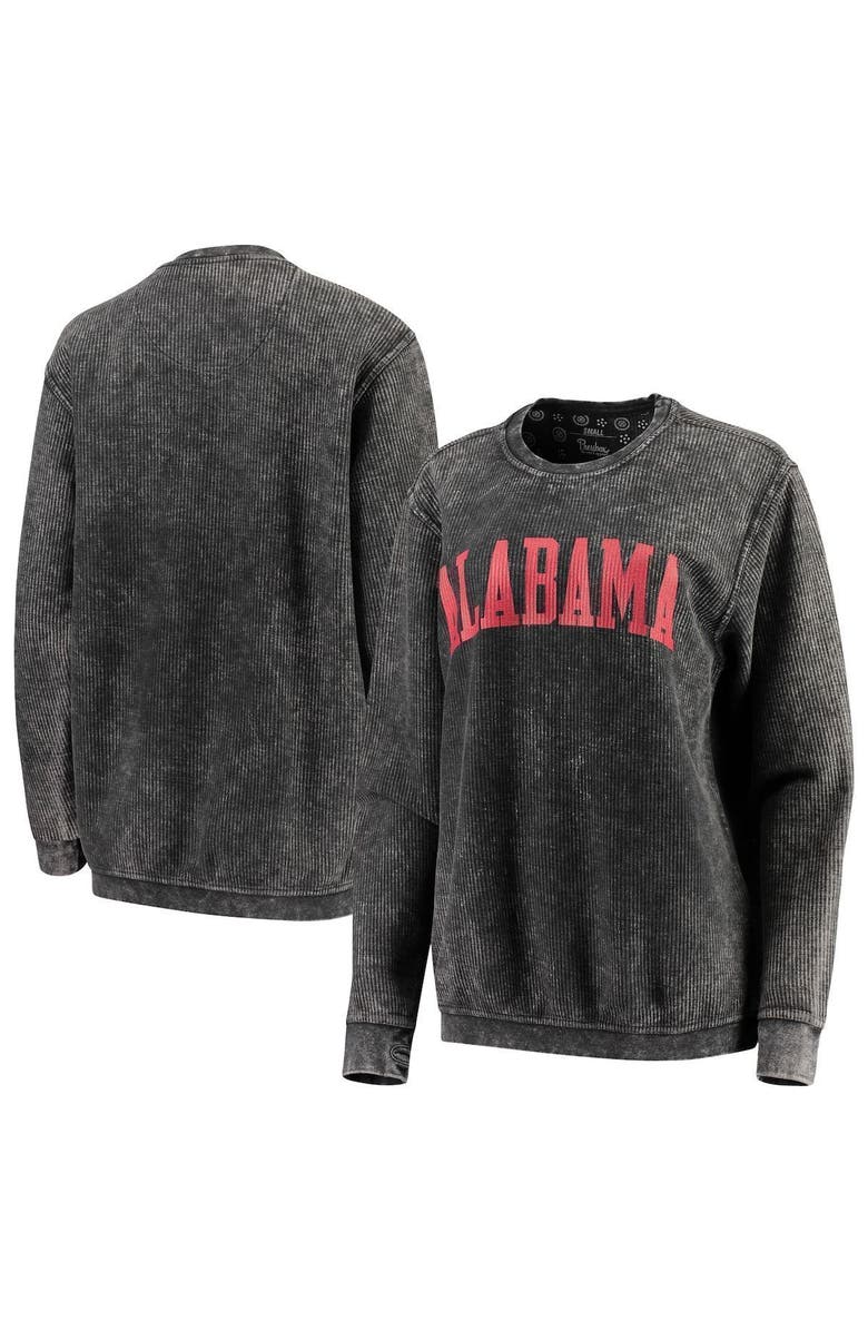 PRESSBOX Women's Pressbox Black Alabama Crimson Tide Comfy Cord Vintage Wash Basic Arch Pullover Sweatshirt, Main, color, Black