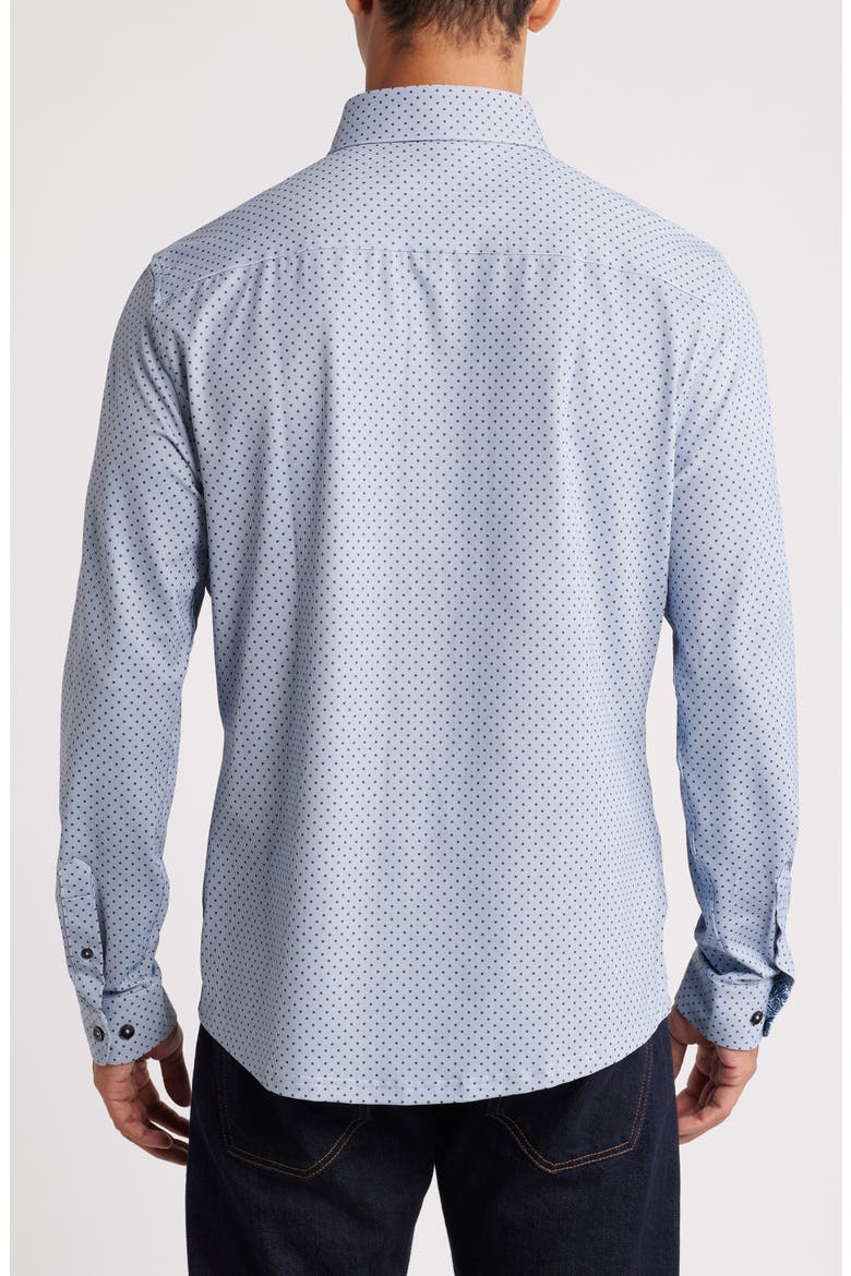 Techno Stretch Microdot Performance Button-Up Shirt, Alternate, color, MED. BLUE