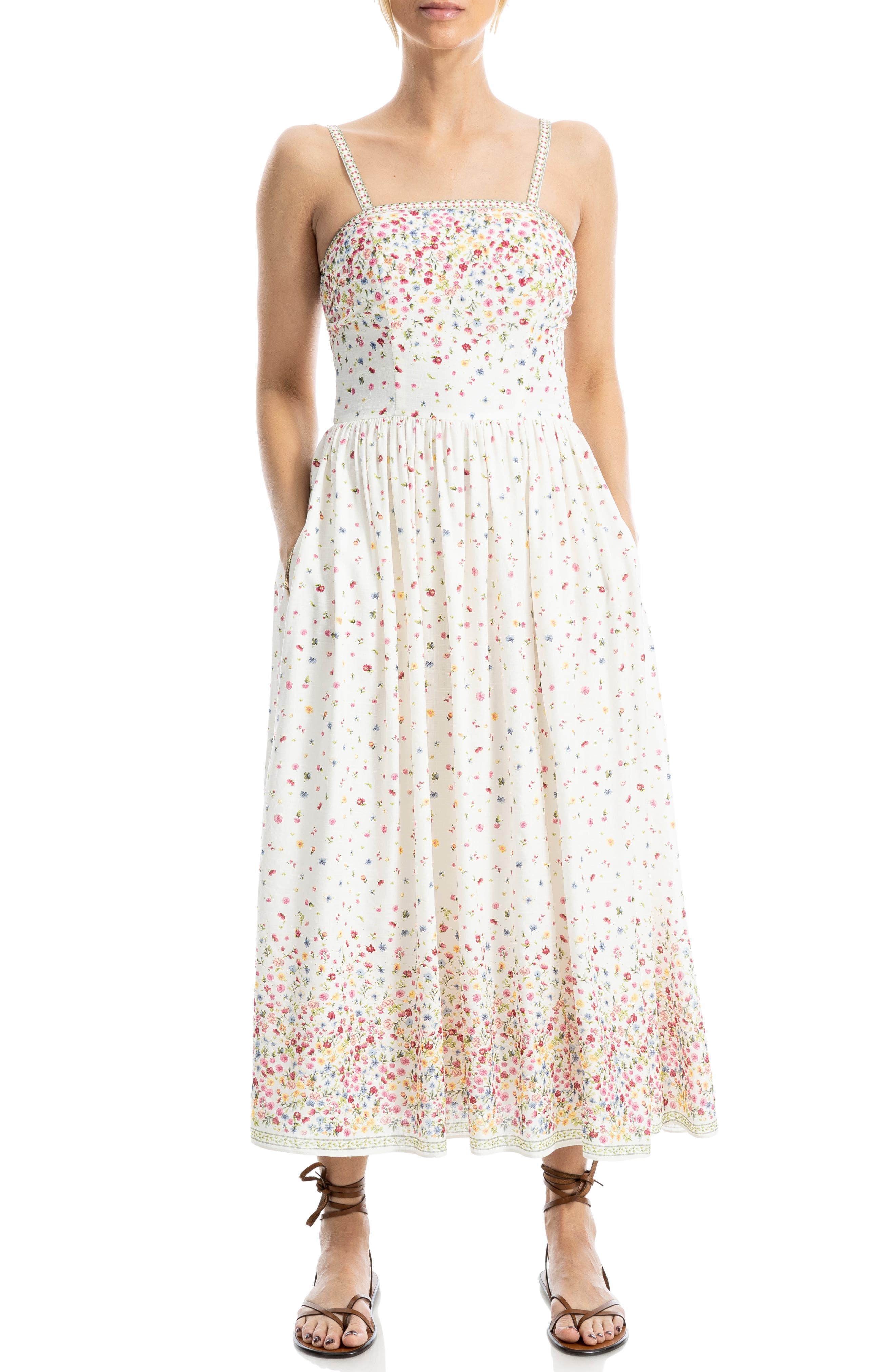 MAX STUDIO Square Neck Midi Dress
