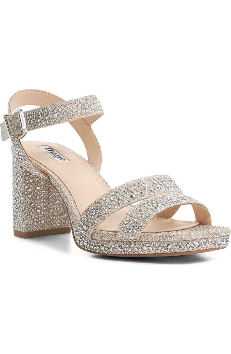 Dune London Manifesting Platform Sandal, Main, color, Gold Rhinestones