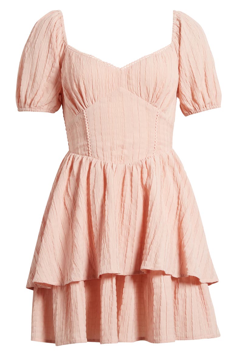 Crinkle Tiered Minidress, Alternate, color, BLUSH