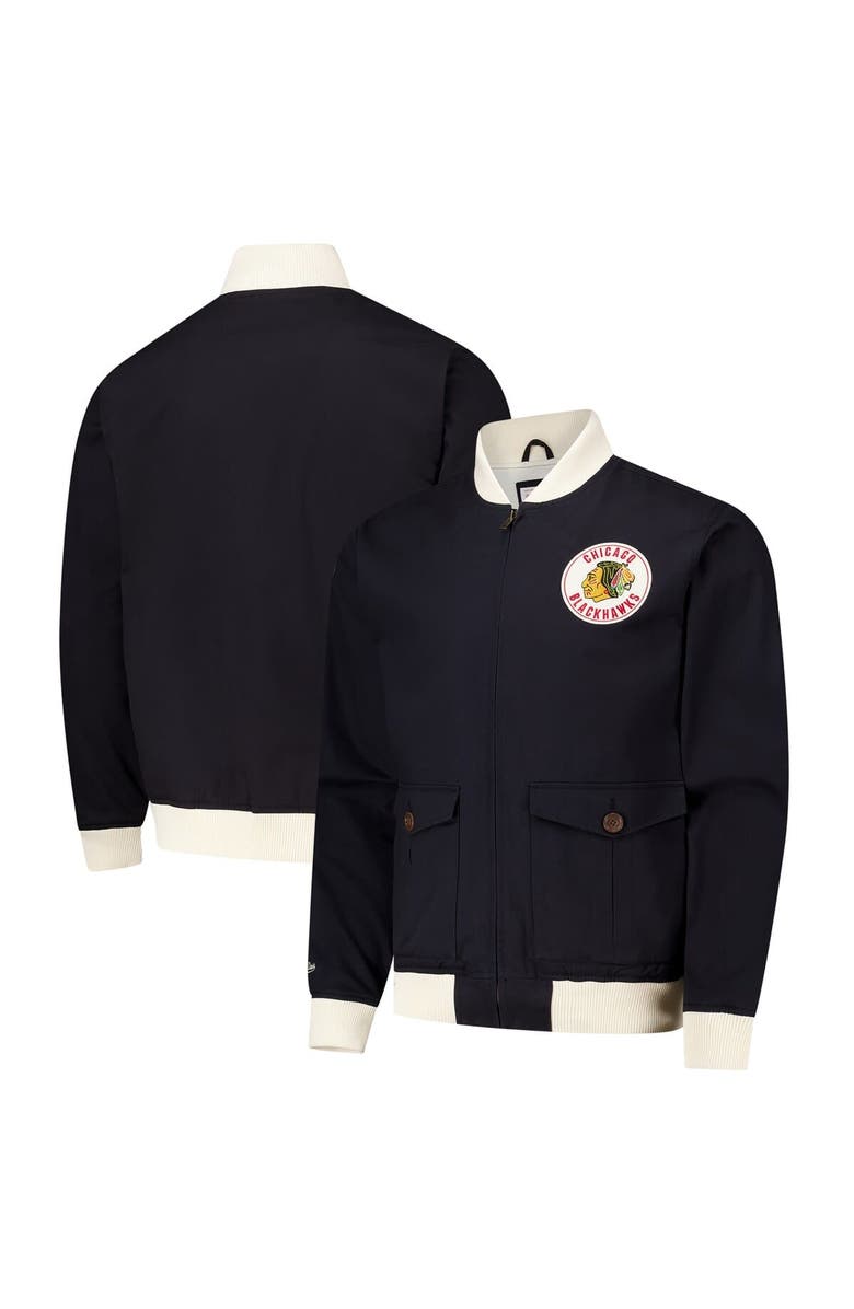 Mitchell & Ness Men's Mitchell & Ness Black Chicago Blackhawks Vintage Coaches Cotton Twill Full-Zip Jacket, Main, color, 