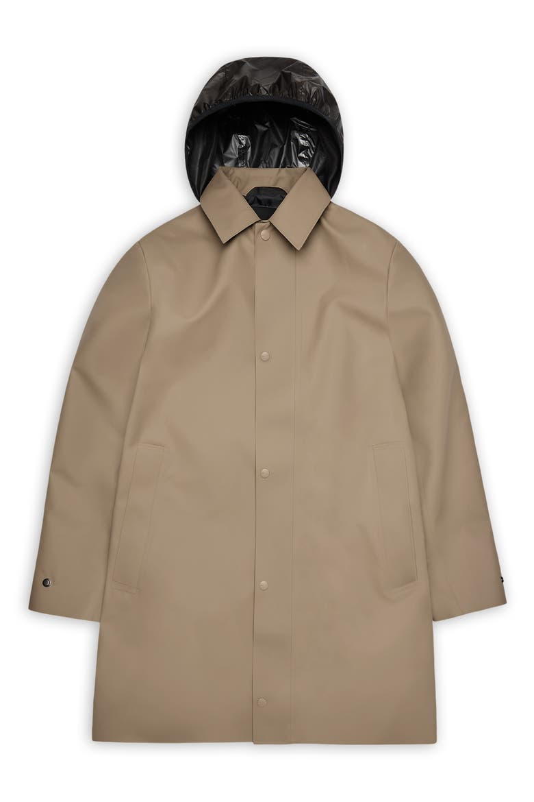 Nara Waterproof Longline Rain Jacket with Removable Hood, Alternate, color, BEIGE