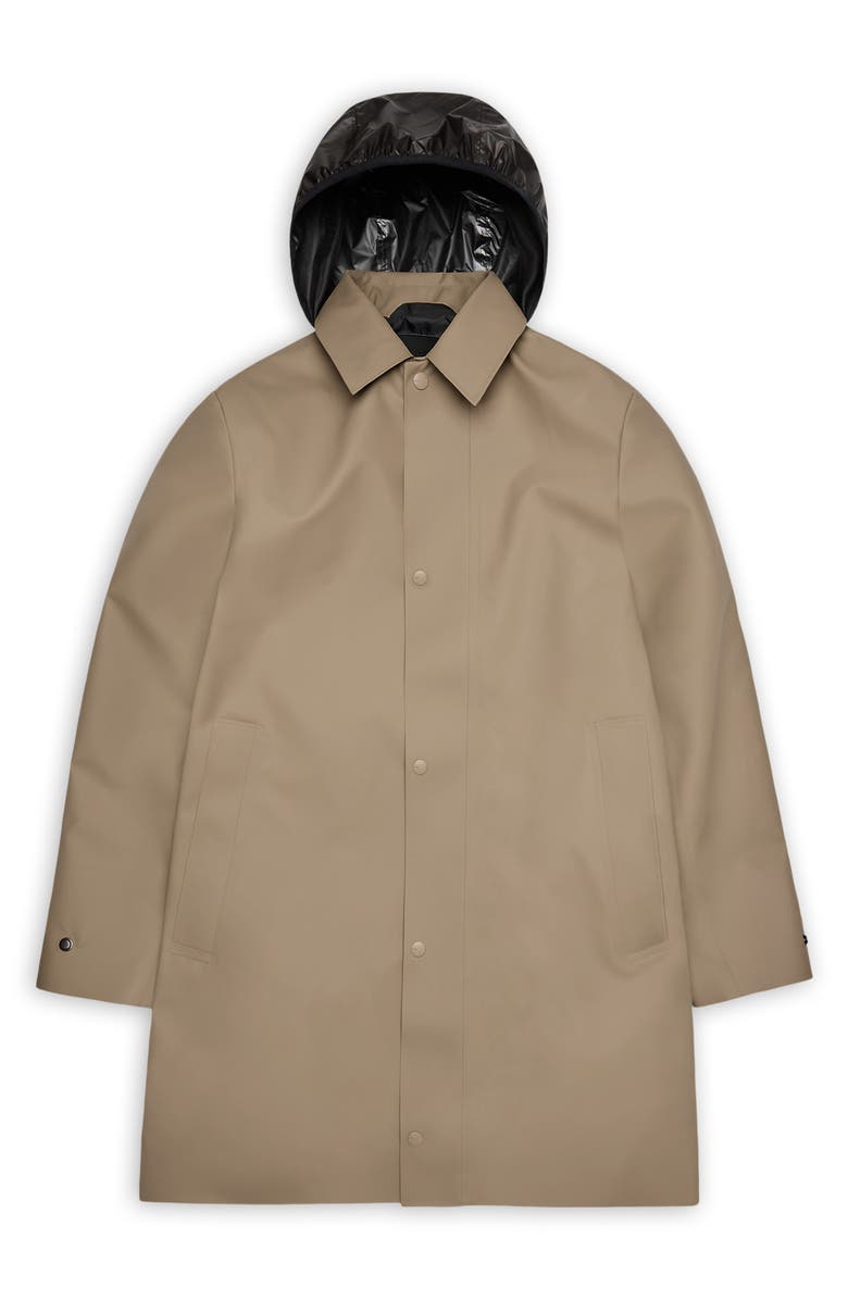 Rains Nara Waterproof Longline Rain Jacket with Removable Hood, Alternate, color, Beige