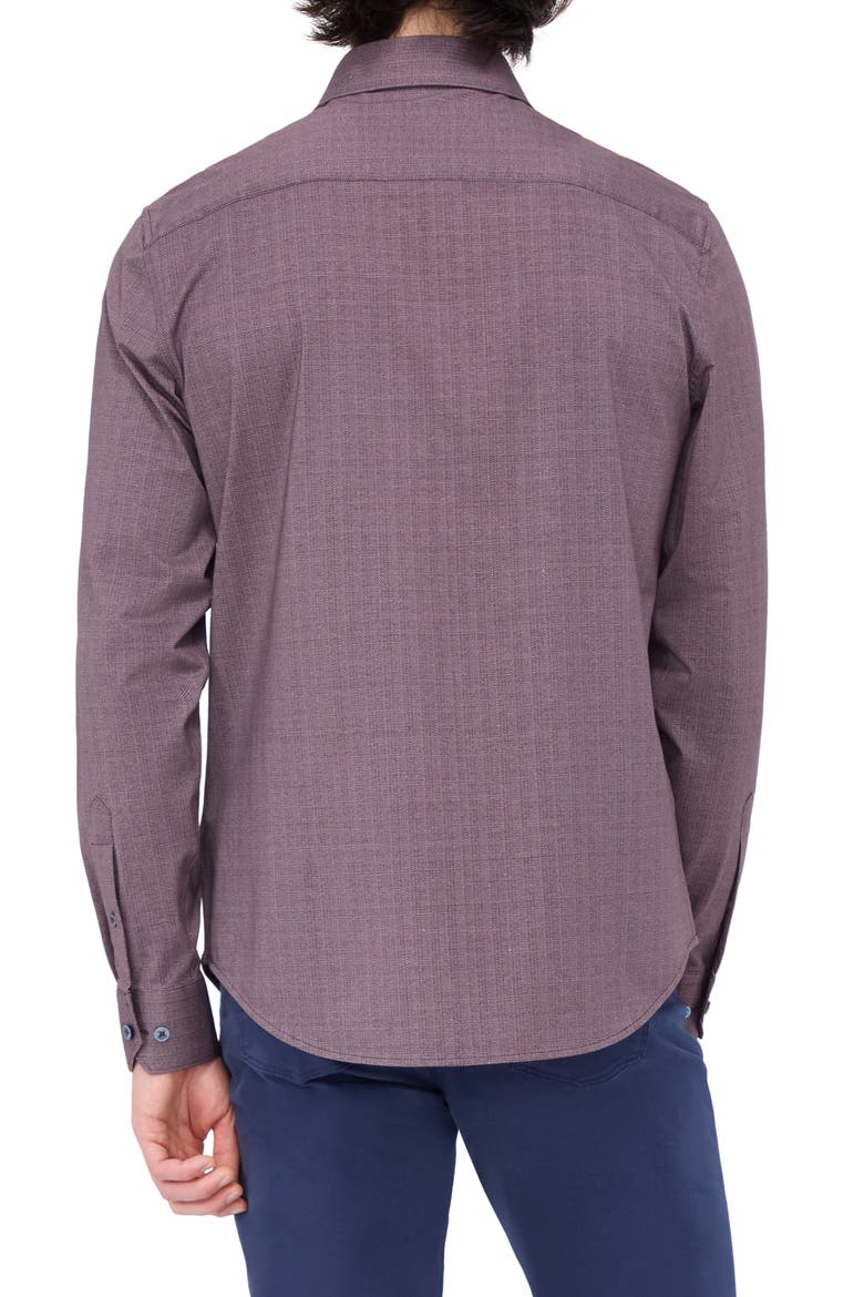 Jimmy OoohCotton® Herringbone Button-Up Shirt, Alternate, color, CABERNET