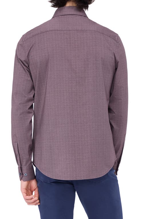 Bugatchi Jimmy Ooohcotton® Herringbone Button-up Shirt In Cabernet