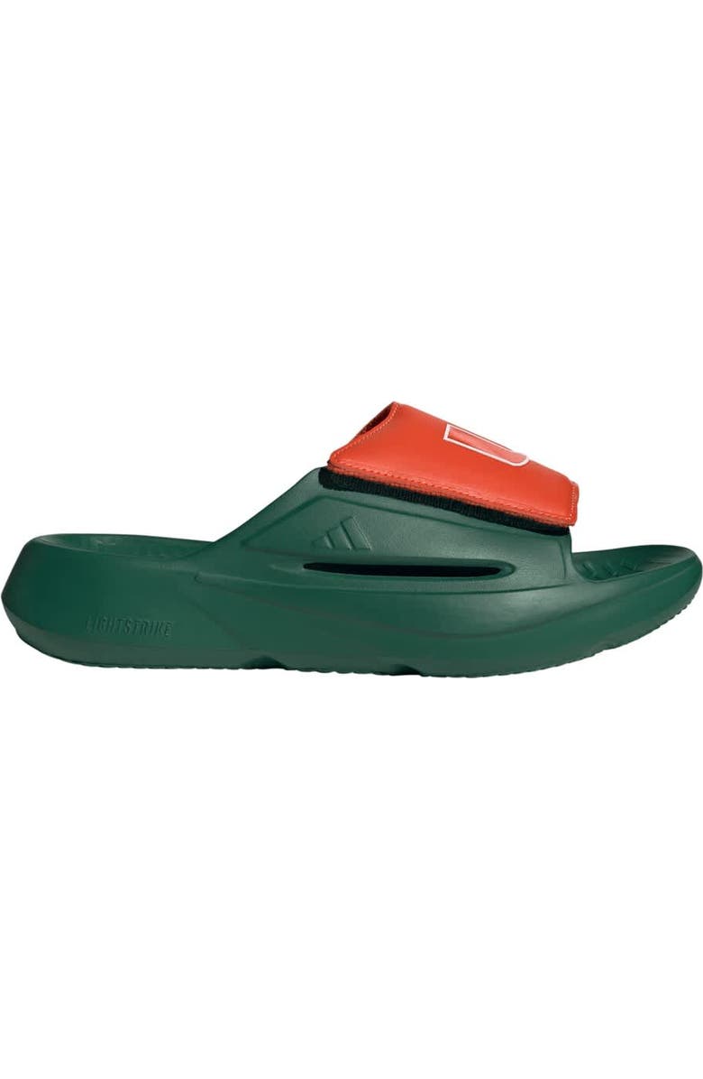 adidas Unisex adidas Green Miami Hurricanes Lightblaze Slide Sandals, Alternate, color, Green