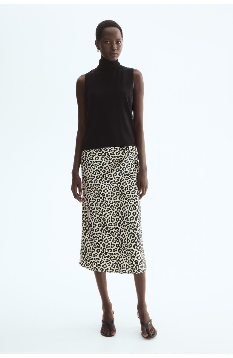 H&M Midi Skirt, Alternate, color, Cream/Leopard Print