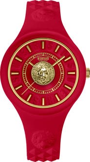 VERSUS Versace Women's Fire Island Lion Silicone Strap Watch, 39mm