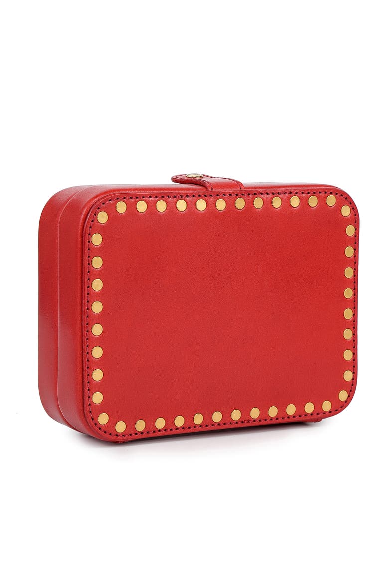 Rectangular Genuine Leather Jewelry Storage Box, Alternate, color, Red
