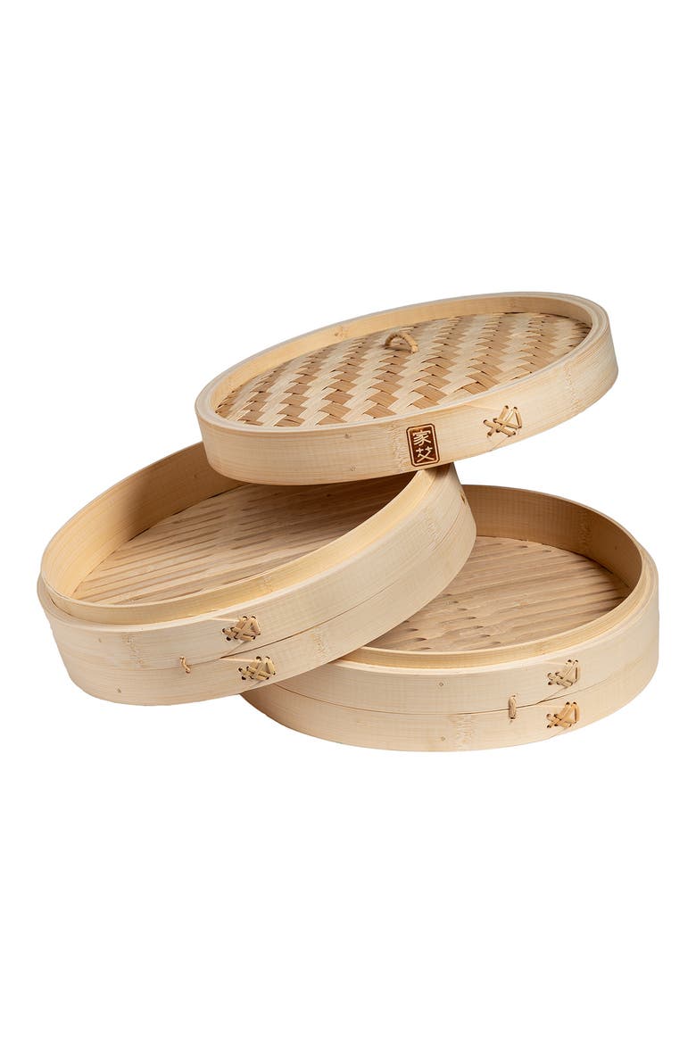 3-Tier Bamboo Steamer Baskets - 12", Alternate, color, NATURAL