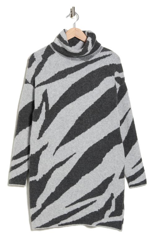 Blu Pepper Zebra Stripe Long Sleeve Turtleneck Sweater Dress In Multi