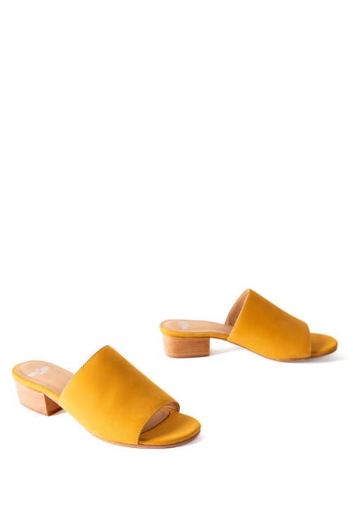 Fortress Rachel Heeled Slide Sandal In Amber Suede