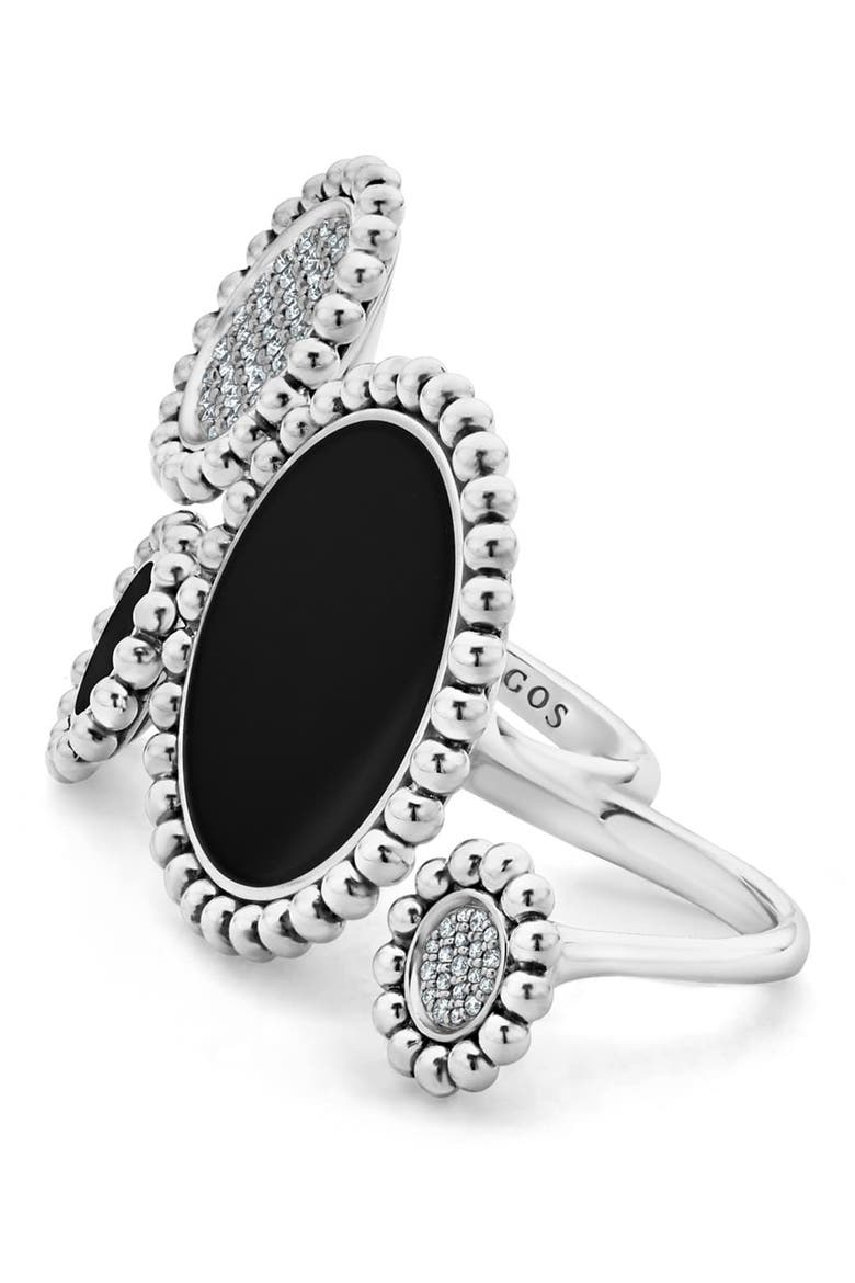 Maya Diamond Circle Statement Ring, Alternate, color, SILVER/ ONYX
