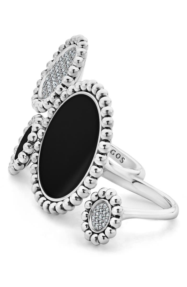 LAGOS Maya Diamond Circle Statement Ring, Alternate, color, Silver/ Onyx