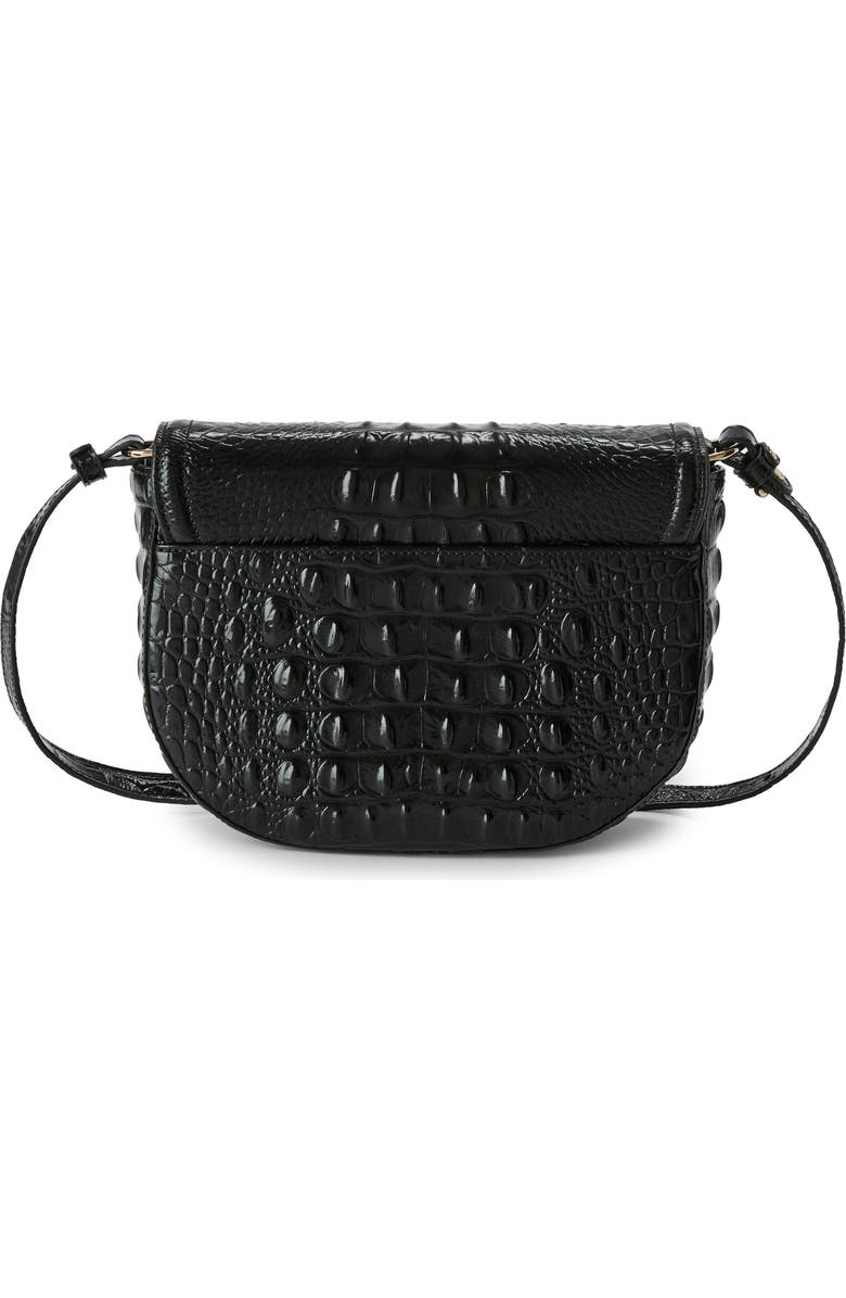 Brahmin Portia Croc Embossed Leather Crossbody Bag, Alternate, color, Black