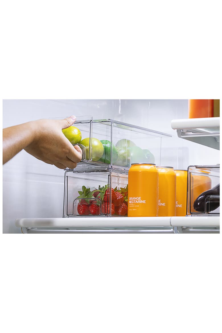 Small Set of 2 Fridge Organizer Drawers, Alternate, color, CLEAR