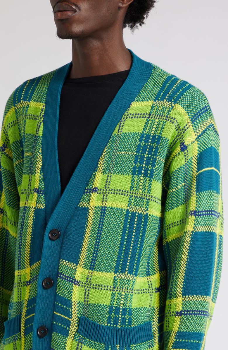 Versace Tartan Plaid Cotton Cardigan, Alternate, color, 