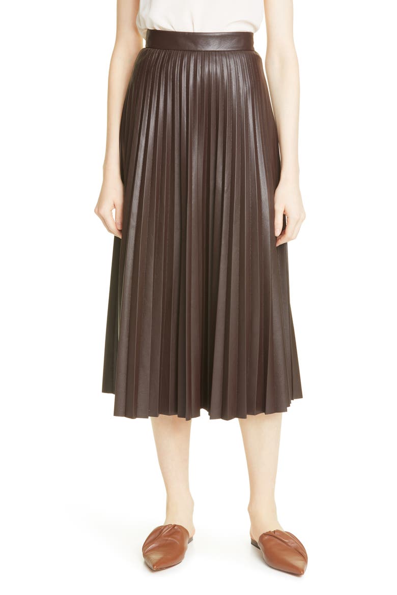 Vaplita Leather Midi Skirt, Main, color, CHOCOLATE