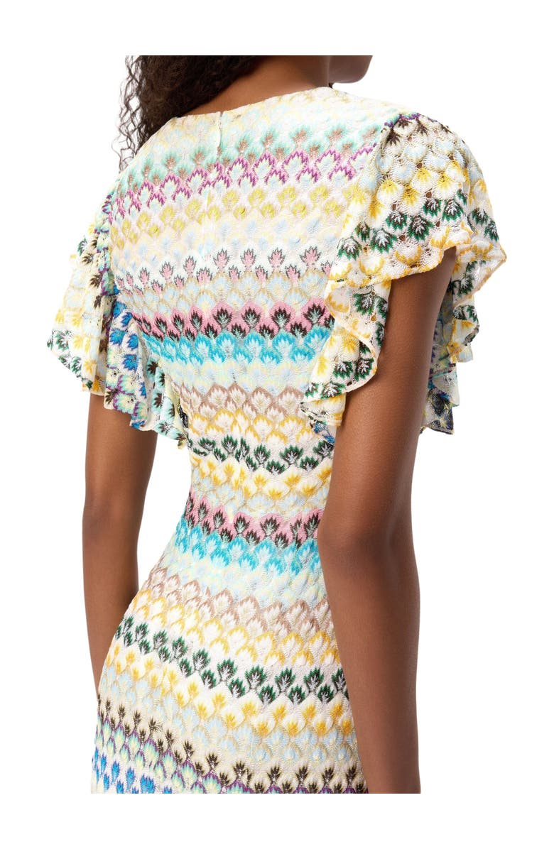 Missoni Dégradé Lace Long Dress With V-neck And Ruffled Sleeves, Alternate, color, Multicoloured