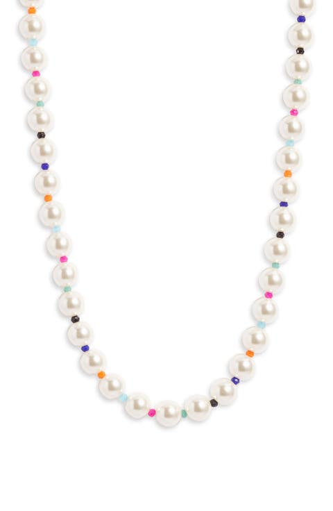 Imitation Pearl & Glass Bead Necklace