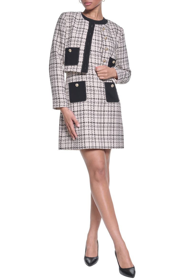 Contrast Stitch Tweed Jacket, Main, color, BISQUE/ BLACK