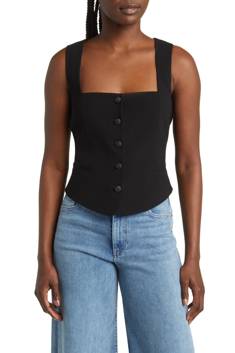 Mariana Crepe Vest, Main, color, BLACK