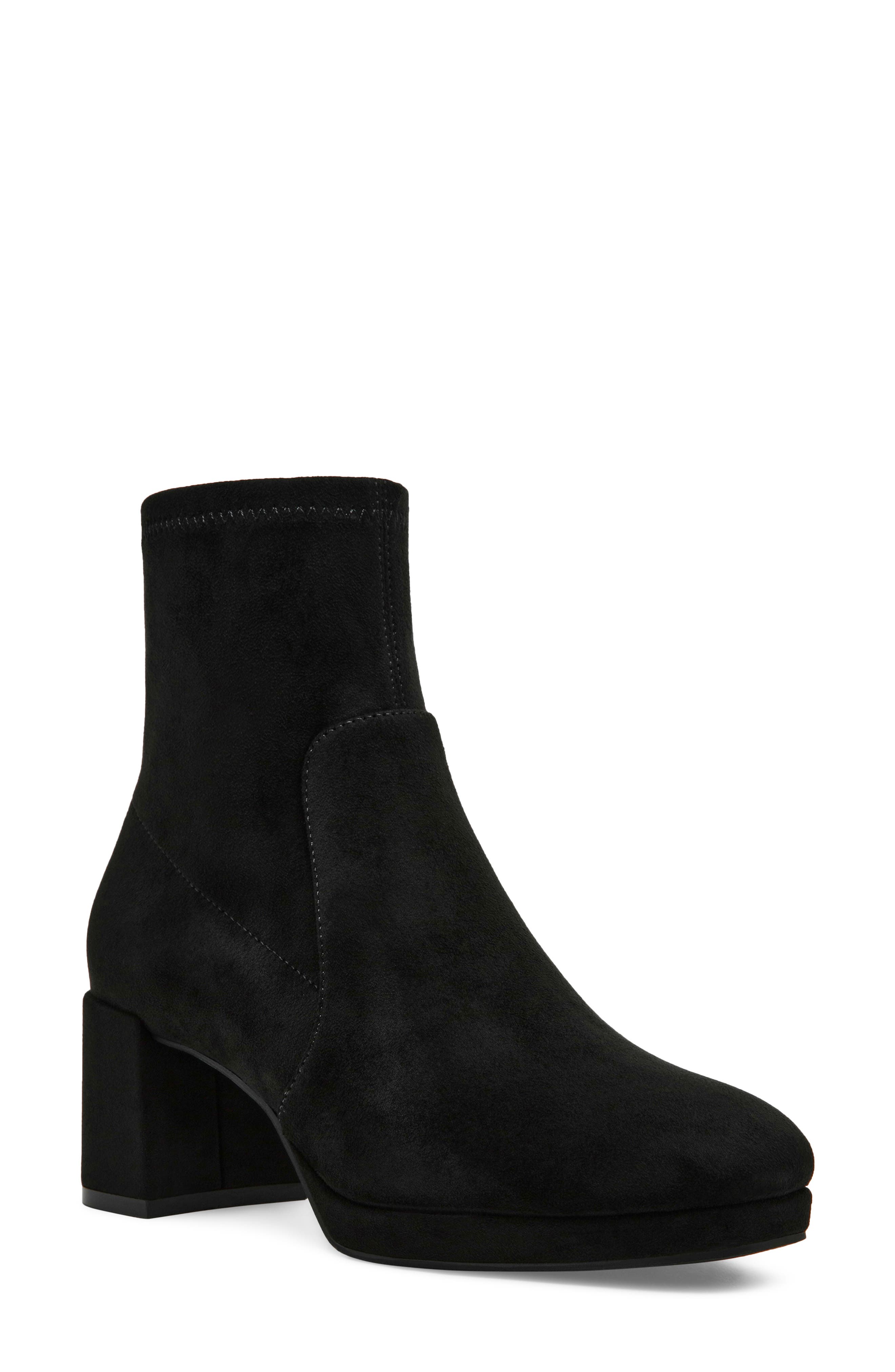Main Sock Bootie, Main, color, BLACK MICRO SUEDE