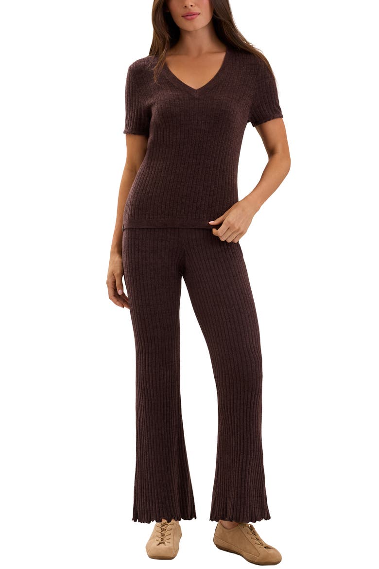 Petal Edge Rib Ankle Pants, Alternate, color, UMBER