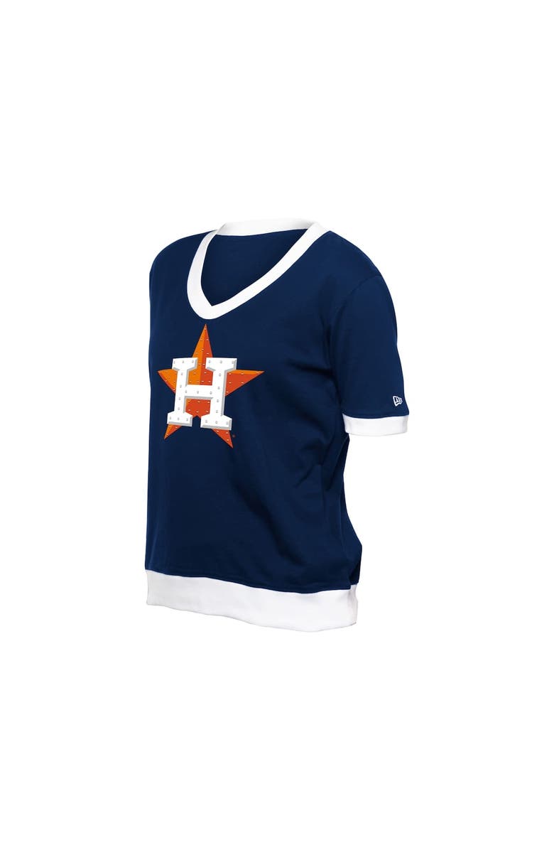 New Era Women's New Era  Navy Houston Astros Game Day Rhinestone V-Neck T-Shirt, Alternate, color, 