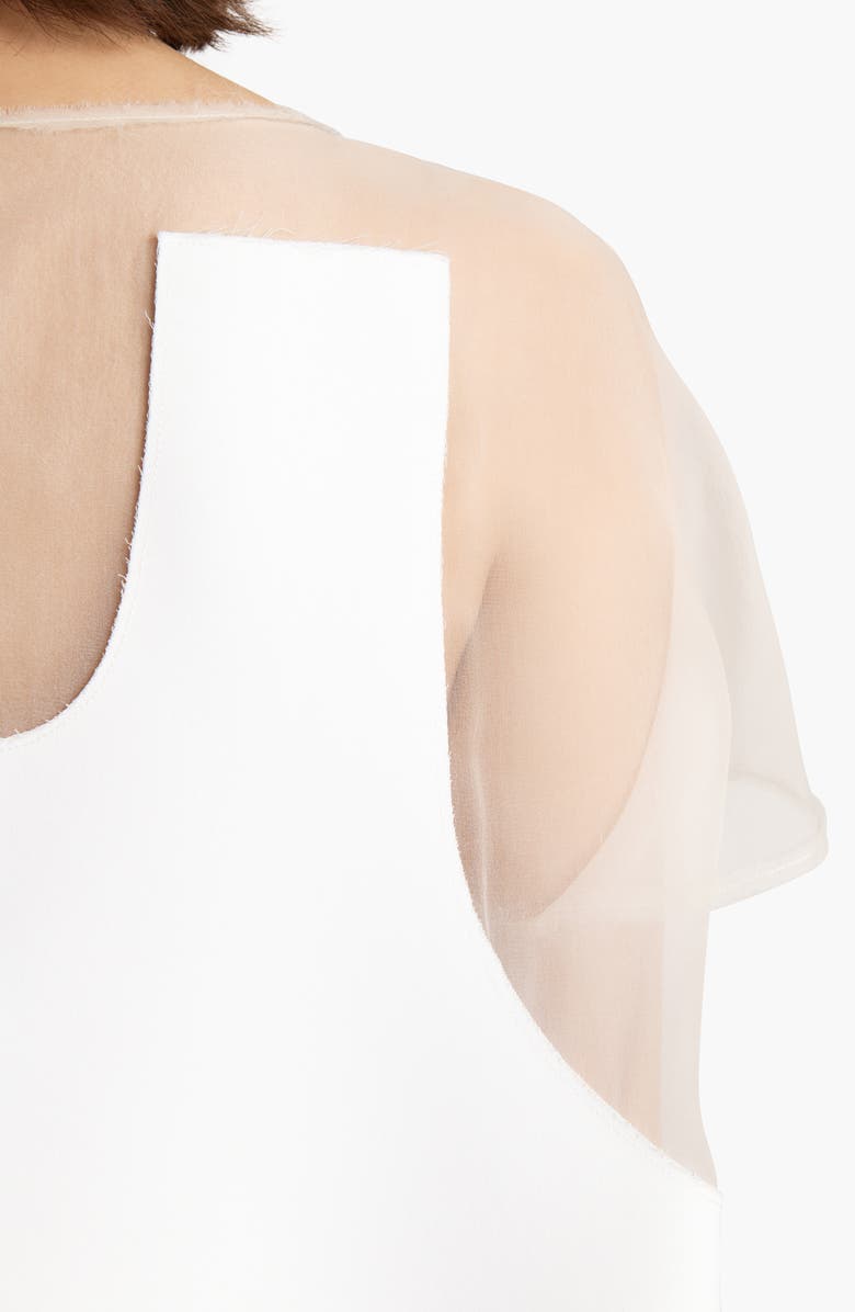 Khaite Winona Double Face Crepe & Organza Minidress, Alternate, color, Chalk