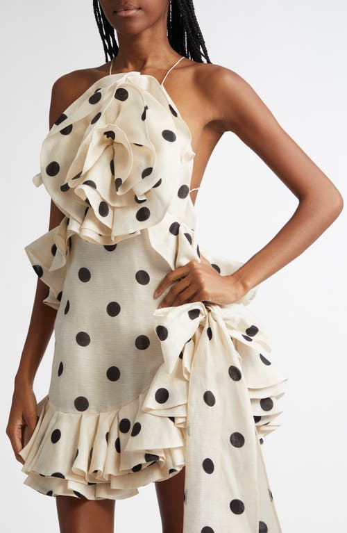 Zimmermann Polka Dot Ruffle Linen Minidress