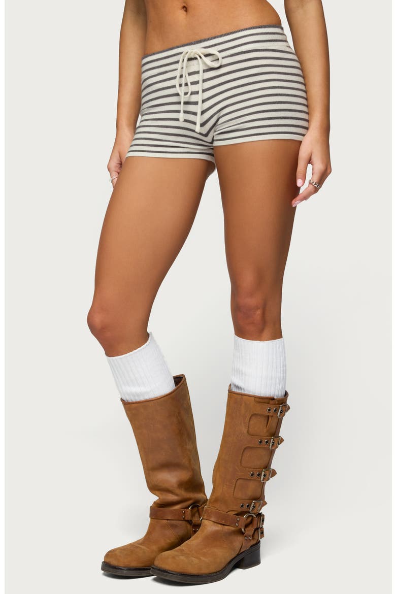 Lillian Stripe Knit Shorts, Alternate, color, CREAM