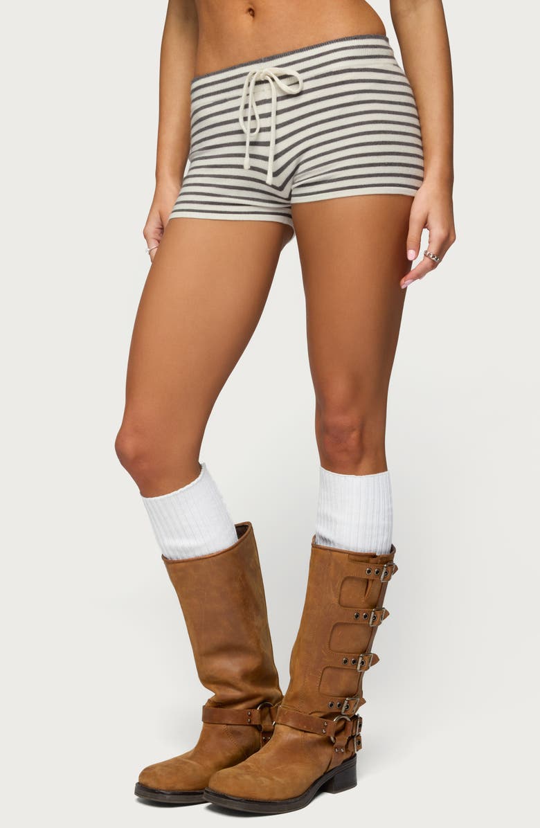 EDIKTED Lillian Stripe Knit Shorts, Alternate, color, 