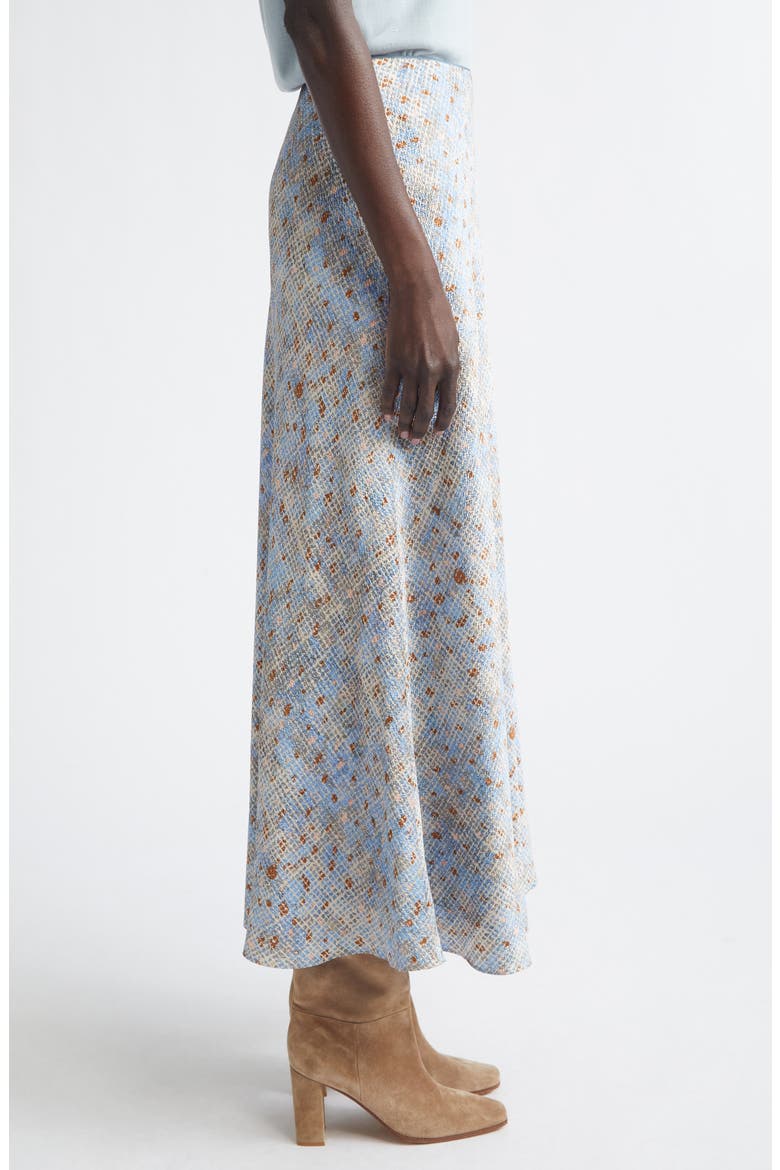 Bias Cut Stretch Silk A-Line Maxi Skirt, Alternate, color, BLUE OASIS MULTI