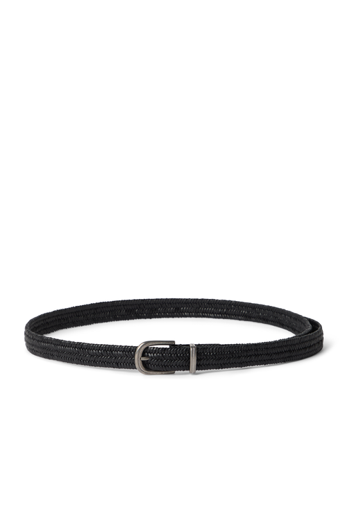 Brunello Cucinelli Braided Stretch Leather Belt In Black