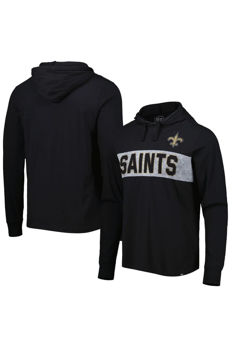 Men's '47 Black New Orleans Saints Field Franklin Hooded Long Sleeve T-Shirt, Main, color, Black