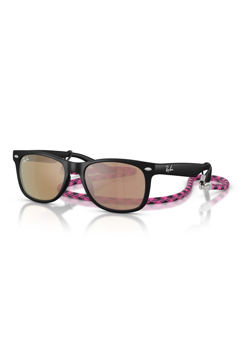 Kids' Junior Wayfarer 50mm Gradient Square Sunglasses, Alternate, color, RUBBER BLACK/ ROSE