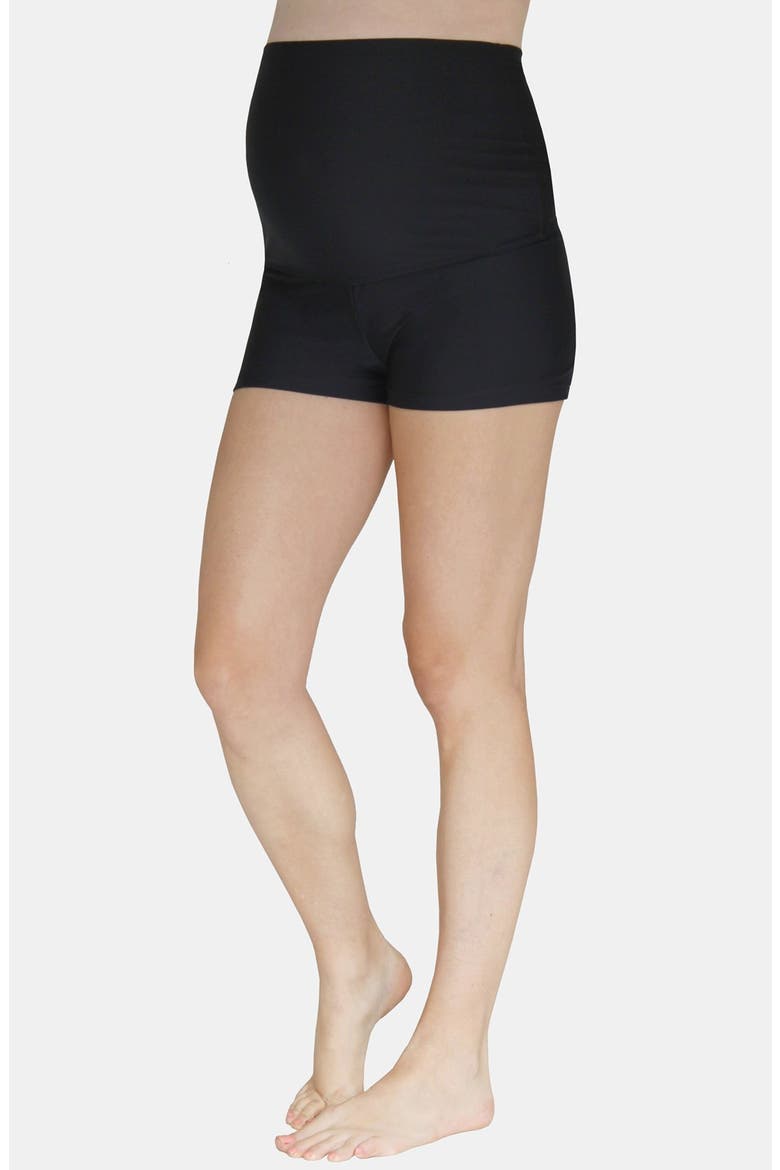 Foldover Boyshort Swim Bottoms, Main, color, BLACK