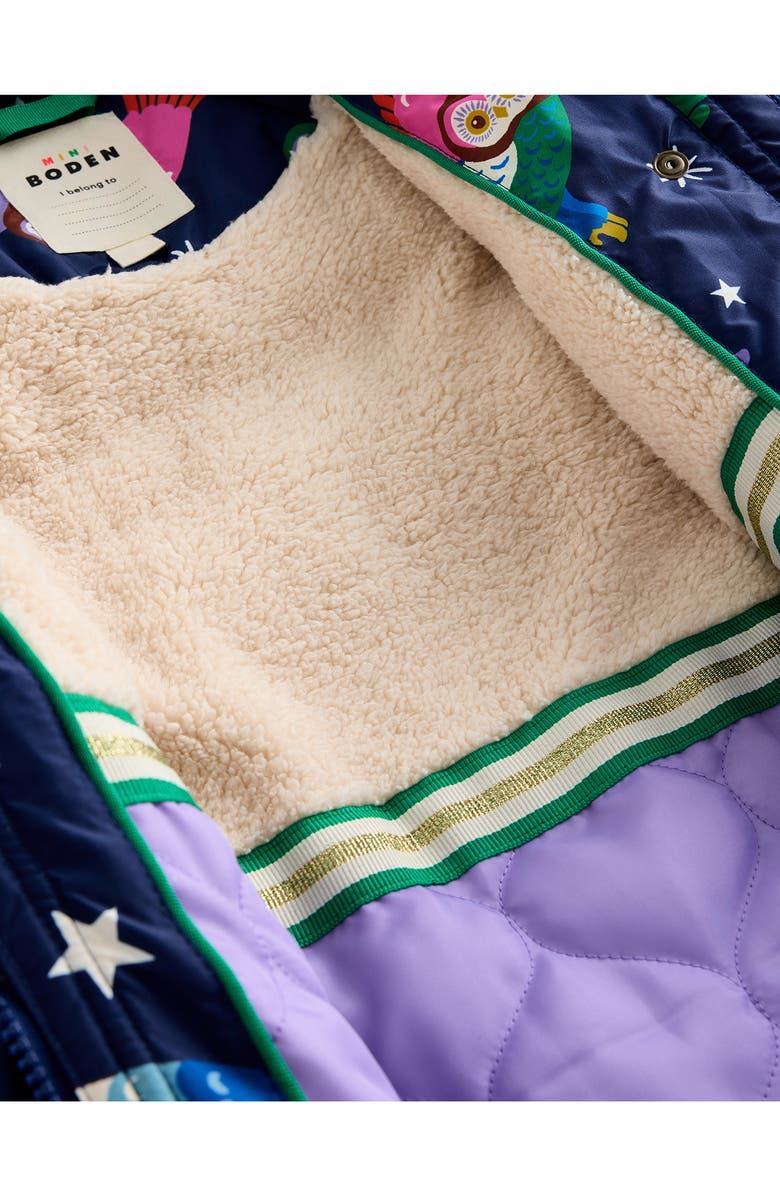 Mini Boden Kids' Owl Print 2-in-1 Puffer Jacket, Alternate, color, 