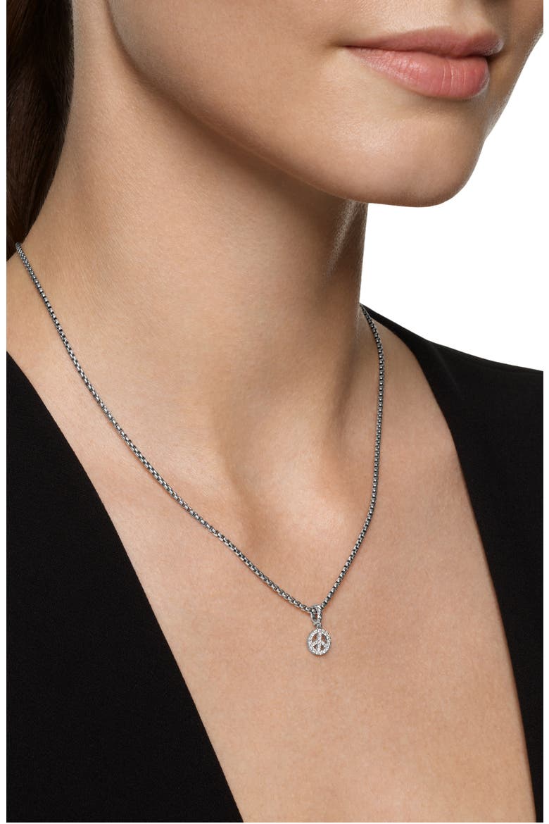 Micro Pavé Peace Sign Enhancer in Sterling Silver with Diamonds, 7.6mm, Alternate, color, DIAMOND