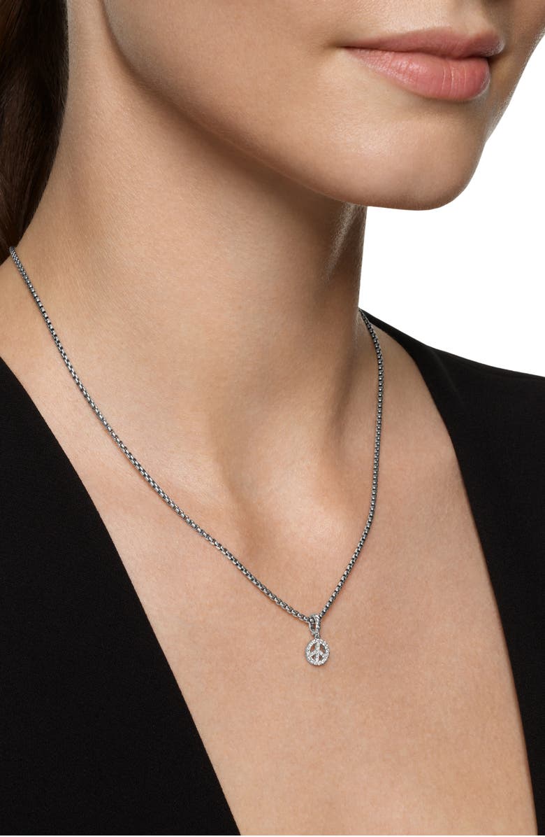 David Yurman Micro Pavé Peace Sign Enhancer in Sterling Silver with Diamonds, 7.6mm, Alternate, color, Diamond